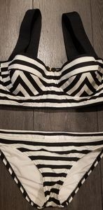 Kate Spade Black & White Striped Swimsuit Bikini